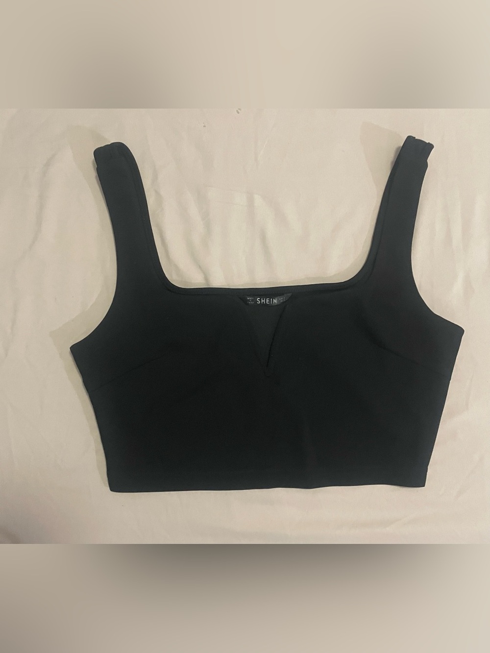 SHEIN Black Square Neck Crop Top